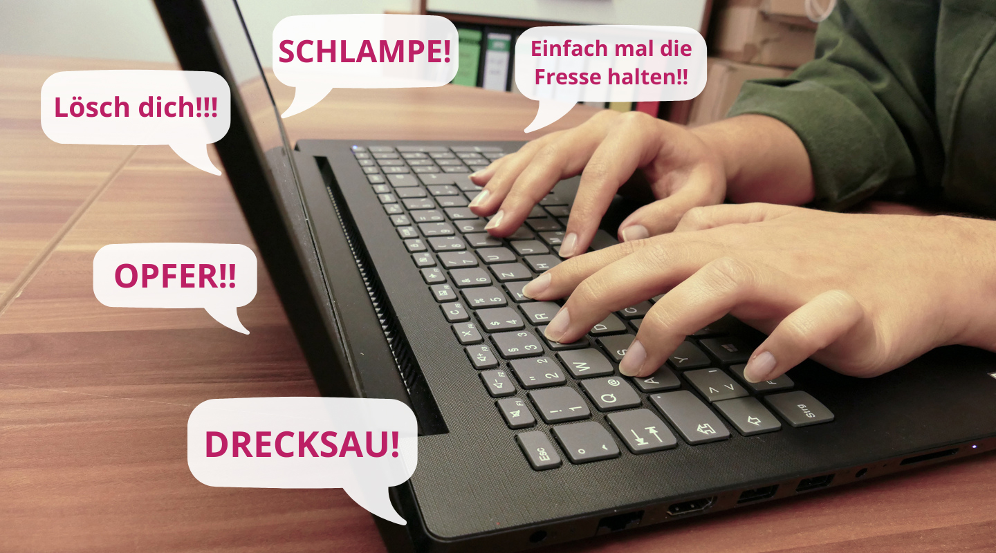Bild von Laptop mit Hasskommentaren