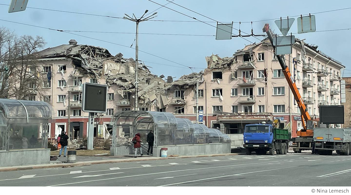 Bild aus Tschernihiw nach dem Angriff